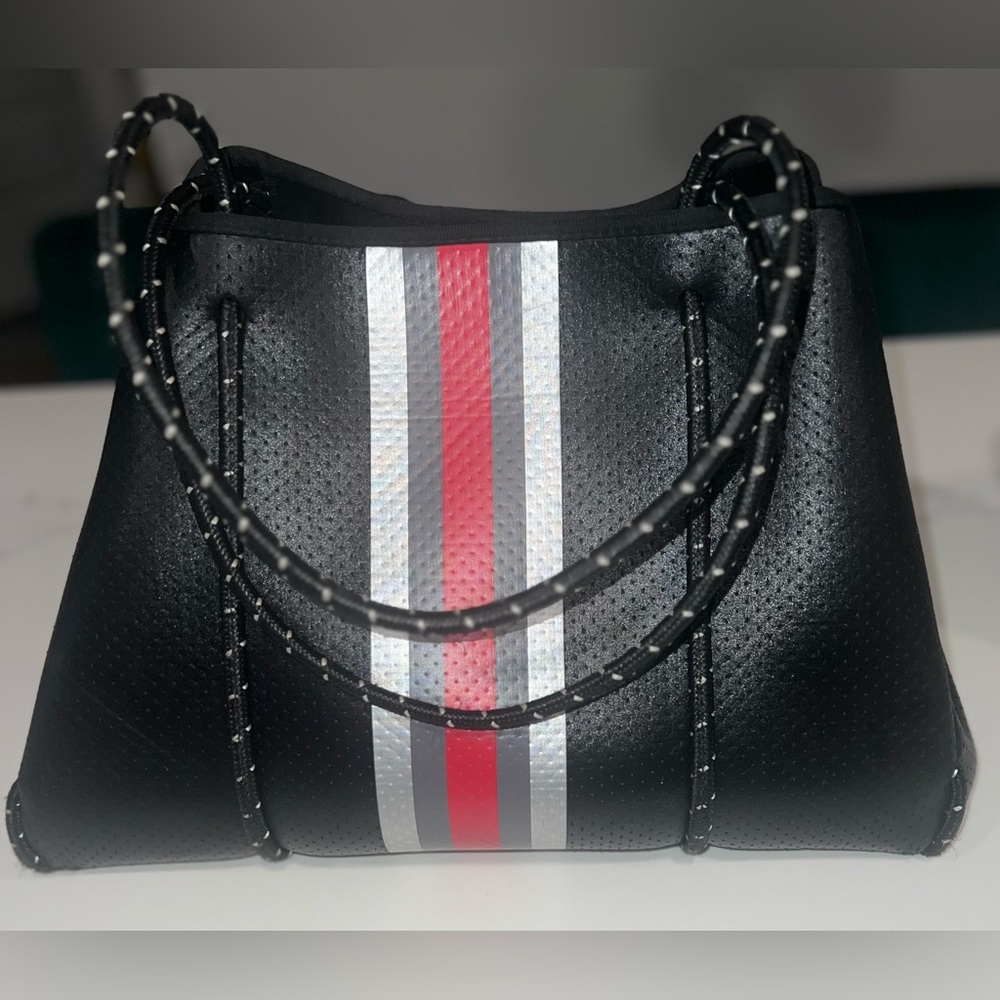 Black Haute Shore Greyson Large Tote-Neoprene with rope handles